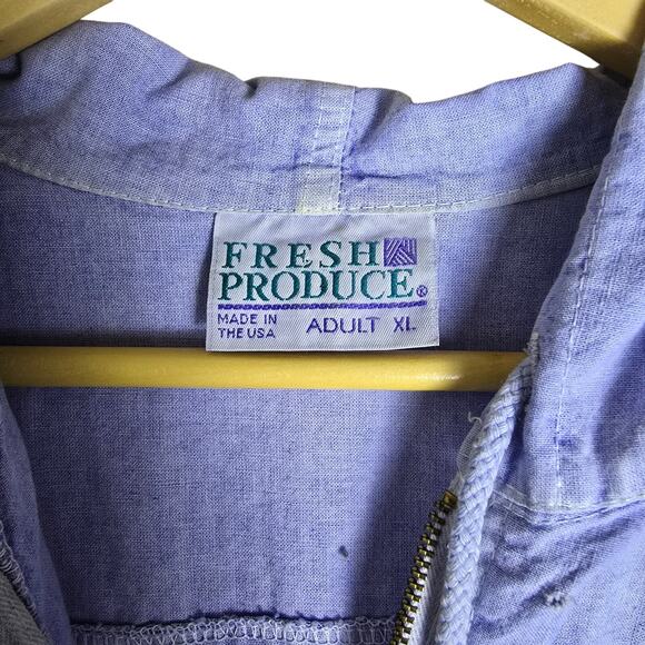 VINTAGE Fresh Produce 100% Cotton Full Zip Lightwetight Hooded Jacket XL - Picture 7 of 8